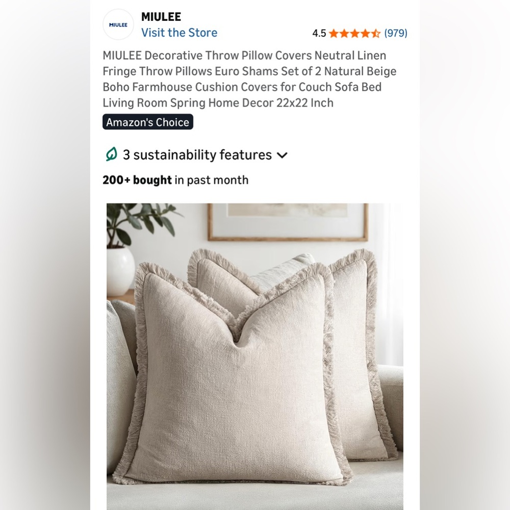 NIB Mullee Decorative Throw Pillow Covers Neutral Beige 22" x 22" Sofa,Bed